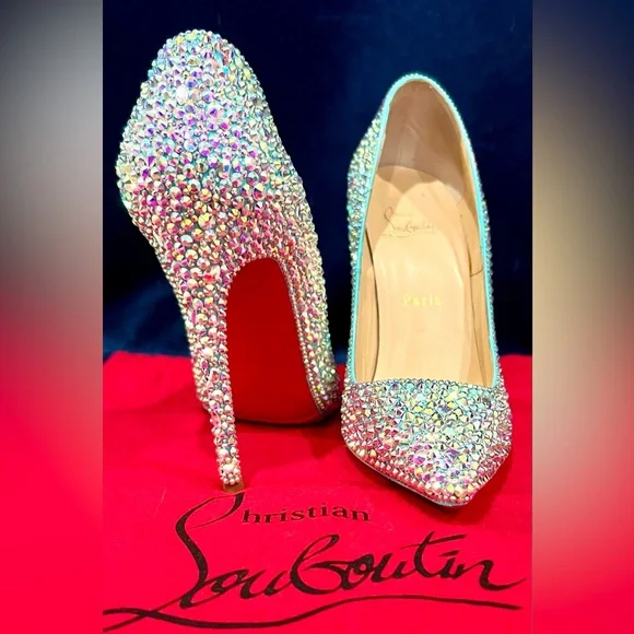 Christian Louboutin Tiffany Blue Swarovski Crystal Strass Heels So Kate 100mm 39 - Picture 7 of 9